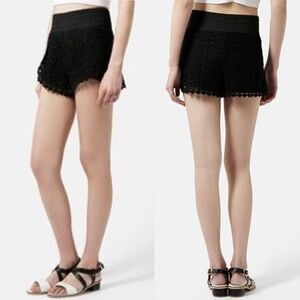 TopShop Black Crochet Lace Women's Skort with Scalloped Hem Women’s Size 6
